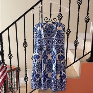 London Times Blue and White Mini Dress